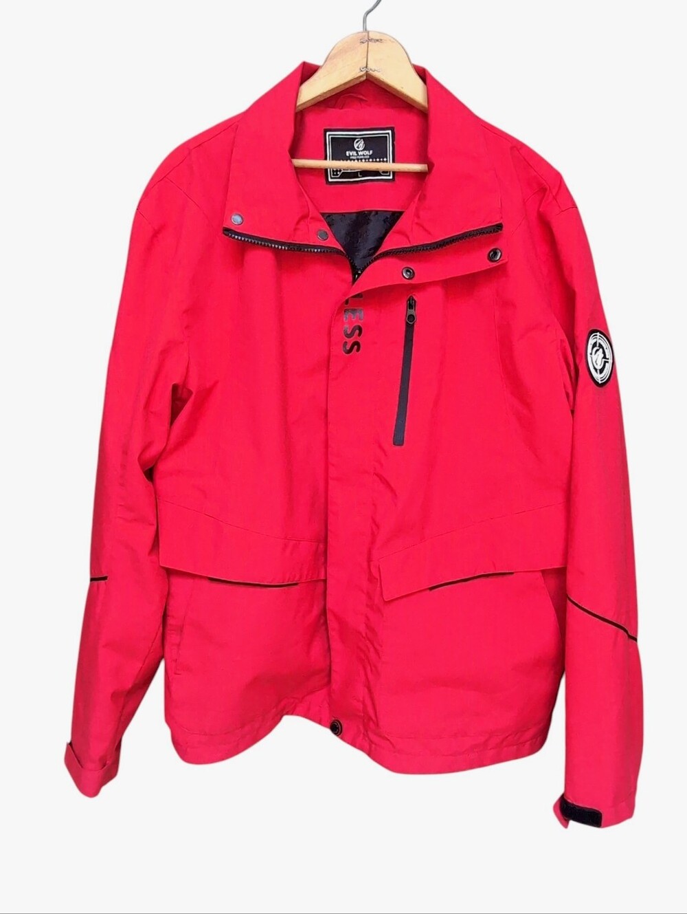Evil Wolf Free Fearless High Visibility Red Jacket Lightweight Men’s LARGE